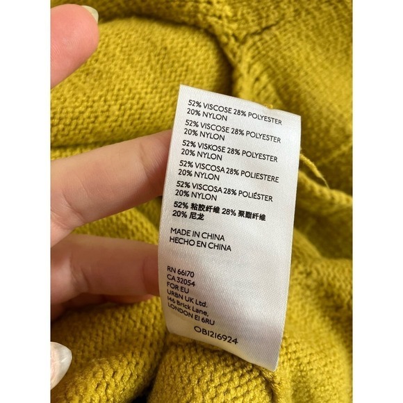 Anthropologie Maeve Crystal Tunic Sweater Mock Neck Chartreuse Yellow Hi Low S - Picture 9 of 11